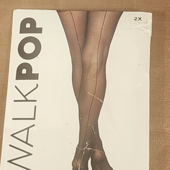 Walk Pop Black 15 Denier Sheer IGA Plus Back Leg Seam Legwear Tights Size 2X - Picture 5 of 16